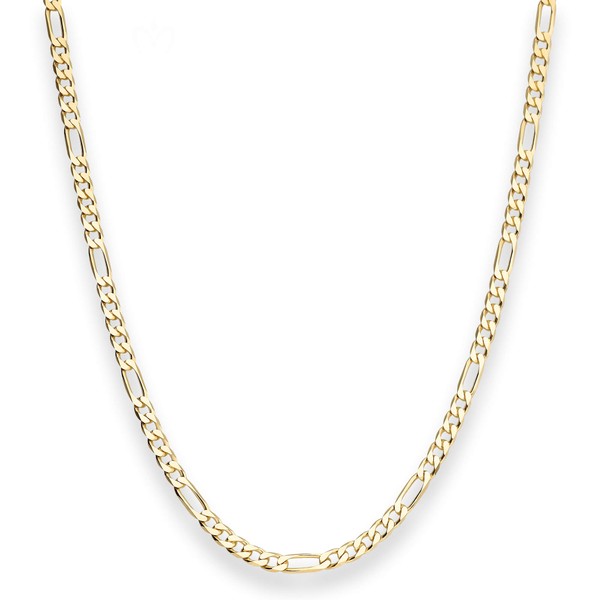 3.4mm Figarokette diamantiert aus 333 Gelbgold 60cm