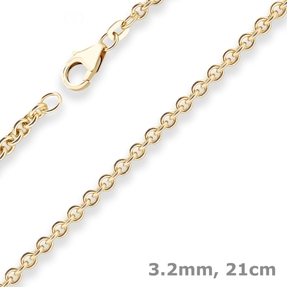 3,2mm Armband Rund-Ankerkette Goldarmband Armschmuck aus 585 Gold Gelbgold 21cm
