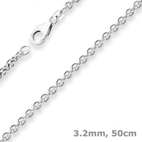 3,2mm Rund-Ankerkette Goldkette Collier Halskette aus 750 Gold Weißgold 50cm