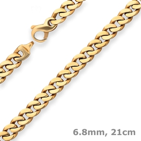 6,8mm Armband Panzerkette oval diamantiert Armschmuck aus 585 Gold Gelbgold 21cm