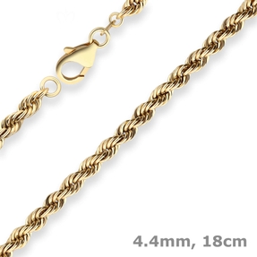 4,4mm Armband Kordelkette Goldarmband Armschmuck aus 585 Gold Gelbgold 18cm 4,4mm Armband Kordelkette Goldarmband Armschmuck aus 585 Gold Gelbgold 18cm