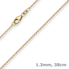 1,3mm Ankerkette diamantiert Kette Collier Halskette aus 750 Gold Gelbgold 38cm