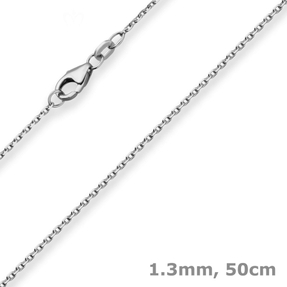 1,3mm Ankerkette diamantiert Kette Collier Halskette aus 750 Gold Weißgold 50cm