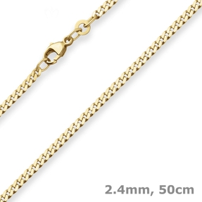 2,4mm Panzerkette Goldkette Collier Halskette aus 333 Gold Gelbgold 50cm
