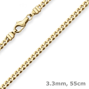 3,3mm Panzerkette Goldkette Collier Halskette aus 750 Gold Gelbgold 55cm