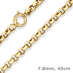 7,8mm Erbskette Goldkette Collier Halskette aus 585 Gold Gelbgold 45cm
