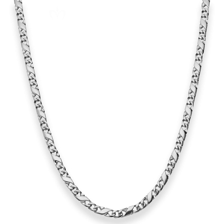 3.7mm Dollarkette aus 925 Silber rhodiniert 45cm