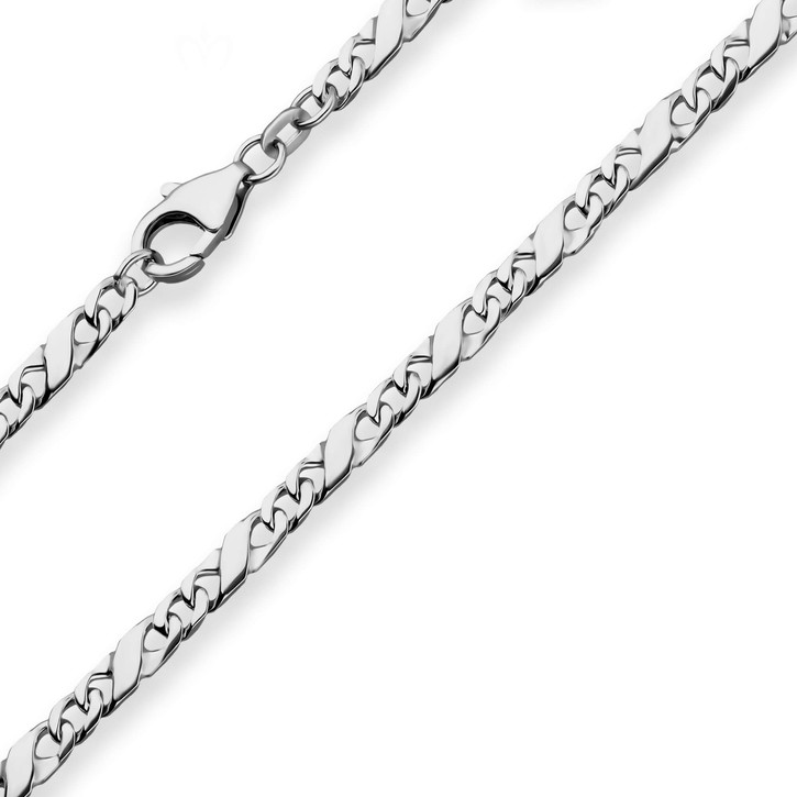3.7mm Dollarkette aus 925 Silber rhodiniert 45cm