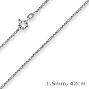 1,5mm Erbskette Goldkette Collier Halskette aus 585 Gold Weißgold 42cm