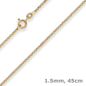 1,5mm Erbskette Goldkette Collier Halskette aus 333 Gold Gelbgold 45cm