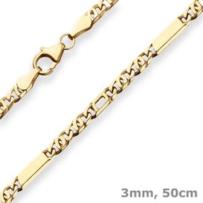 3mm Tigeraugenkette Goldkette Collier Halskette aus 585 Gold Gelbgold 50cm