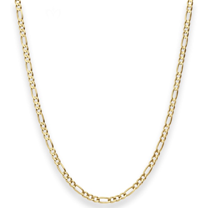 3.4mm Figarokette aus 375 Gelbgold 55cm