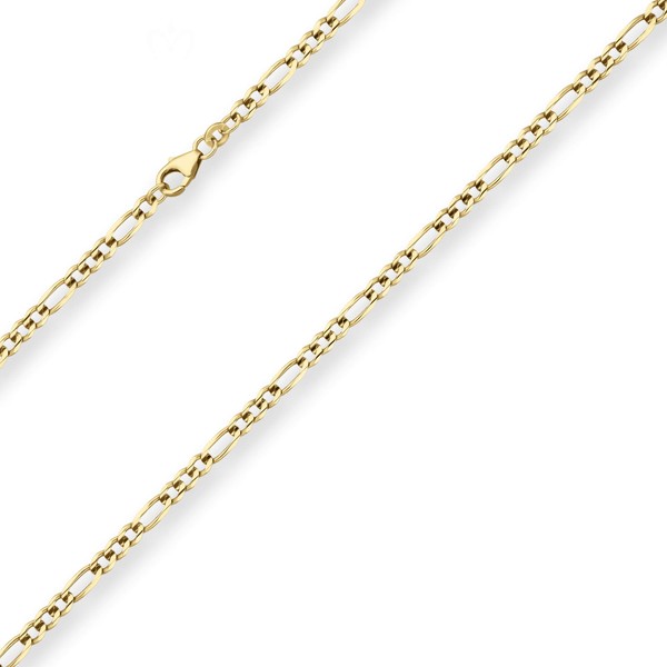 3.4mm Figarokette aus 375 Gelbgold 55cm
