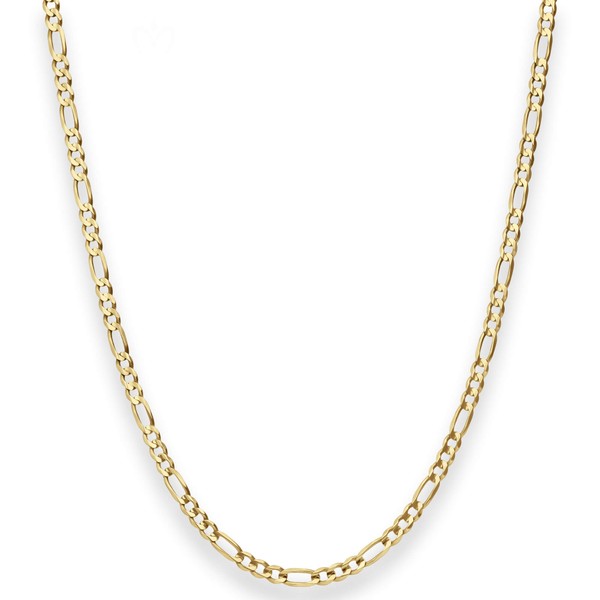 3.4mm Figarokette aus 375 Gelbgold 55cm