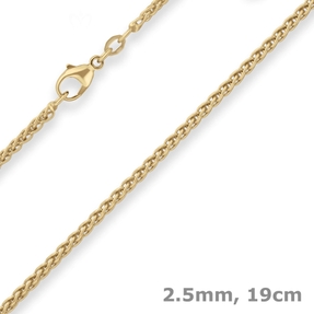 2,5mm Armband Zopfkette Goldarmband Armschmuck aus 750 Gold Gelbgold 19cm