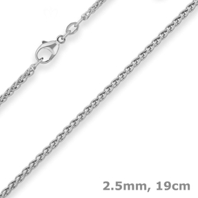 2,5mm Armband Zopfkette Goldarmband Armschmuck aus 750 Gold Weißgold 19cm