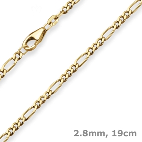 2,8mm Armband Figarokette diamantiert Armschmuck aus 585 Gold Gelbgold 19cm 2,8mm Armband Figarokette diamantiert Armschmuck aus 585 Gold Gelbgold 19cm