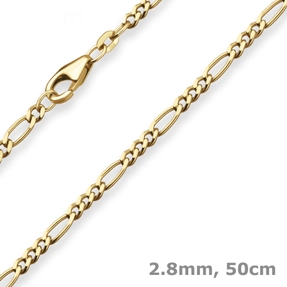 2,8mm Figarokette diamantiert Kette Collier Halskette aus 333 Gold Gelbgold 50cm