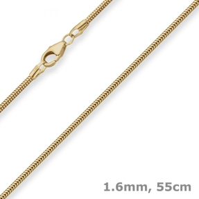1,6mm Schlangenkette Goldkette Collier Halskette aus 333 Gold Gelbgold 55cm