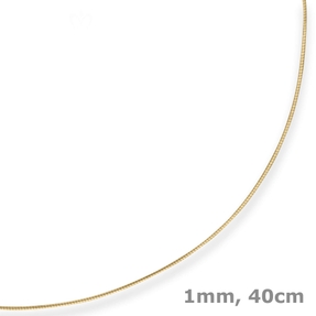 1mm Halsreif Omegakette Tondakette Collier Halskette aus 333 Gold Gelbgold 40cm