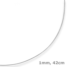 1mm Halsreif Omegakette Tondakette Collier Halskette aus 585 Gold Weißgold 42cm 1mm Halsreif Omegakette Tondakette Collier Halskette aus 585 Gold Weißgold 42cm