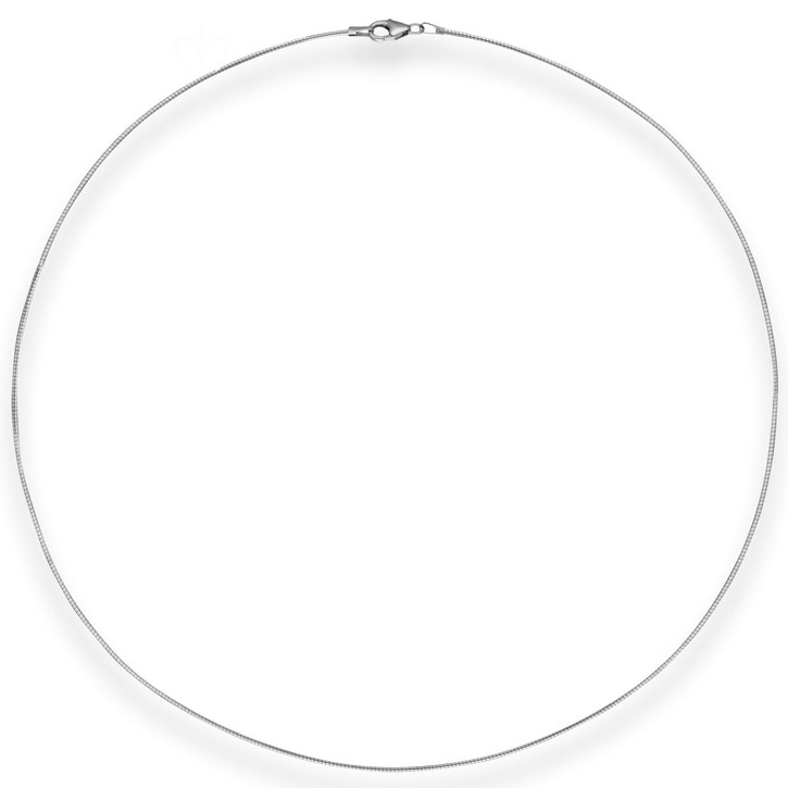 1mm Halsreif Omegakette Tondakette aus 585 Weißgold 45cm