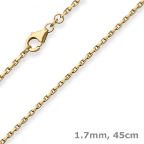 1,7mm Ankerkette diamantiert Kette Collier Halskette aus 333 Gold Gelbgold 45cm