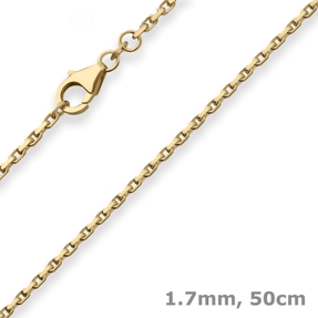 1,7mm Ankerkette diamantiert Kette Collier Halskette aus 333 Gold Gelbgold 50cm
