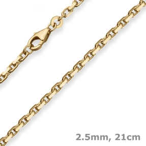2,5mm Armband Ankerkette diamantiert Armschmuck aus 333 Gold Gelbgold 21cm