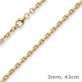 3mm Anchor Chain faceted Chain Necklace from 585 Yellow Gold 42cm