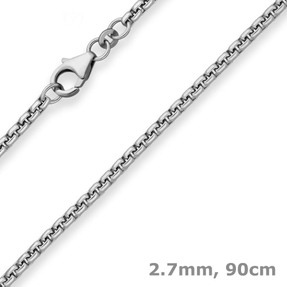 2,7mm Veneziakette rund Kette Collier Halskette aus 925 Silber rhodiniert 90cm 2,7mm Veneziakette rund Kette Collier Halskette aus 925 Silber rhodiniert 90cm