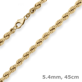 5,4mm Kordelkette Goldkette Collier Halskette aus 333 Gold Gelbgold 45cm
