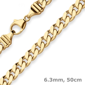6,3mm Panzerkette Goldkette Collier Halskette aus 333 Gold Gelbgold 50cm