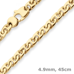 4,9mm Fantasiekette Goldkette Collier Halskette aus 585 Gold Gelbgold 45cm