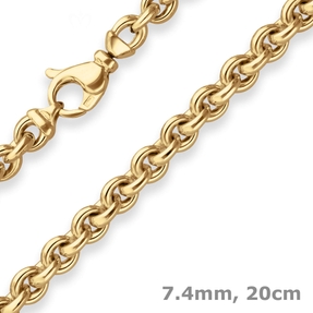7,4mm Armband Fantasiekette Goldarmband Armschmuck aus 585 Gold Gelbgold 20cm