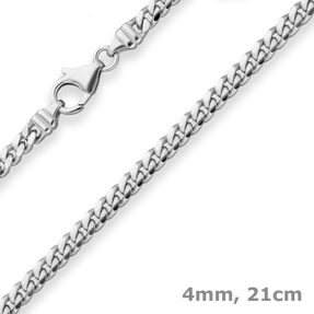 4mm Armband Panzerkette oval diamantiert Armschmuck aus 585 Gold Weißgold 21cm