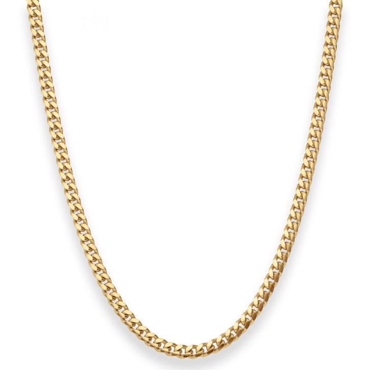 4mm Panzerkette oval diamantiert aus 585 Gelbgold 60cm