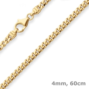 4mm Panzerkette oval diamantiert Collier Halskette aus 585 Gold Gelbgold 60cm