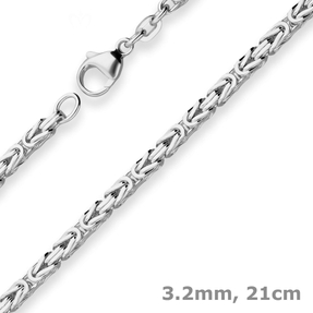 3,2mm Armband Königskette Armschmuck aus 925 Silber rhodiniert 21cm