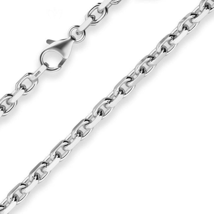 4mm Ankerkette diamantiert aus 925 Silber 50cm