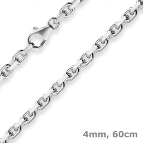 4mm Ankerkette diamantiert Silberkette Collier Halskette aus 925 Silber 60cm