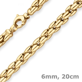 6mm Armband Fantasiekette Goldarmband Armschmuck aus 585 Gold Gelbgold 20cm