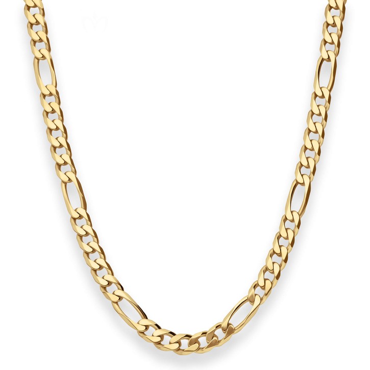 6mm Figarokette diamantiert aus 585 Gelbgold 50cm