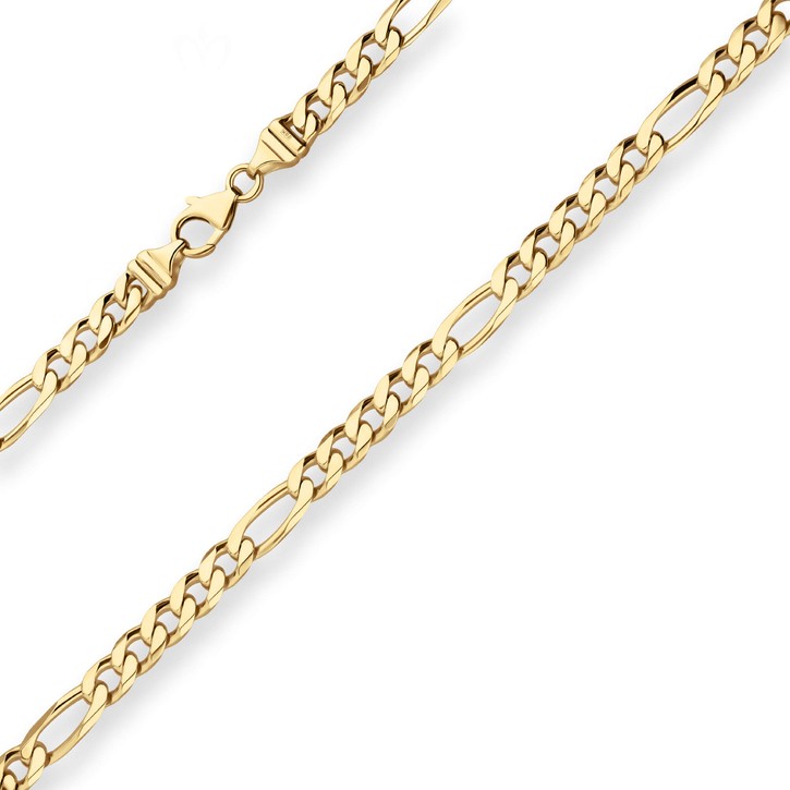 6mm Figarokette diamantiert aus 585 Gelbgold 50cm
