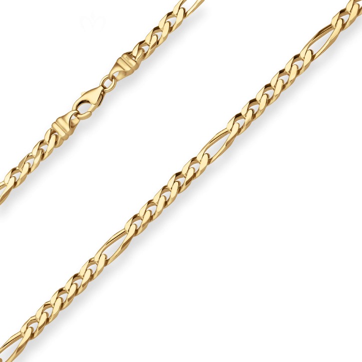6mm Figarokette diamantiert aus 585 Gelbgold 50cm