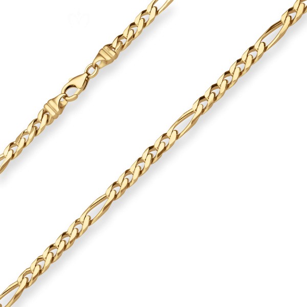 6mm Figarokette diamantiert aus 585 Gelbgold 50cm