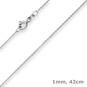 1mm Ankerkette diamantiert Collier Halskette aus 333 Gold Weißgold 42cm