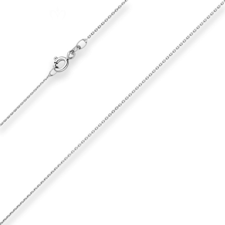 1mm Ankerkette diamantiert aus 585 Weißgold 50cm