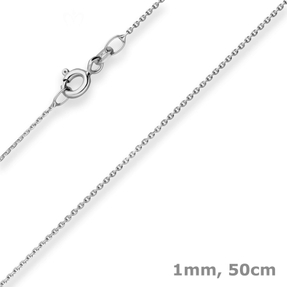 1mm Ankerkette diamantiert Collier Halskette aus 585 Gold Weißgold 50cm