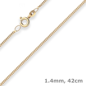 1,4mm Panzerkette Goldkette Collier Halskette aus 375 Gold Gelbgold 42cm 1,4mm Panzerkette Goldkette Collier Halskette aus 375 Gold Gelbgold 42cm